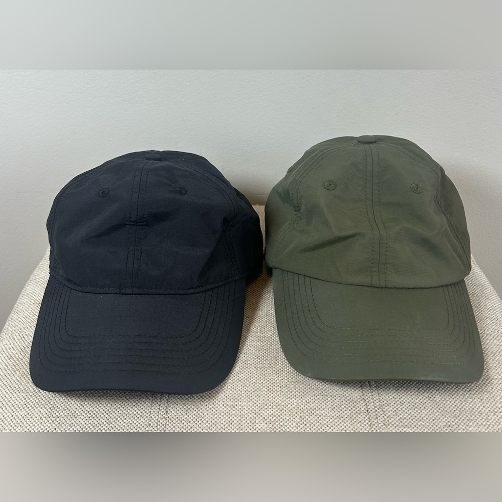 Gadiemkensd 2 Hat Cap Lot Black Green Adjustable Strap One Size Unisex Nylon
